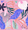 seamless tropical pattern with hand drawn plants vector image