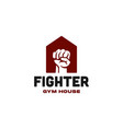 gym house logo with hand boxing punch icon design vector image