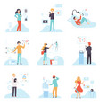 people using hi tech technologies set smartphones vector image