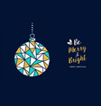 merry christmas gold glitter bauble greeting card vector image