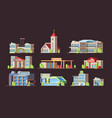 municipal buildings school church gas station vector image vector image