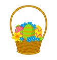 happy easter cute bucket with eggs vector image