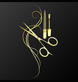 manicure and pedicure scissors golden symbol vector image