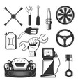 vintage car service icons symbols set vector image