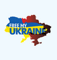 free my ukraine map with bloody war zone vector image