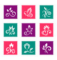 postage stamps with floral icons vector image vector image