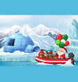 snowy day with santa claus delivering gifts vector image