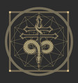 snake on a cross medieaval esoteric symbol vector image vector image