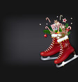 christmas skates with gifts on chalkboard vector image vector image