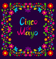 cinco de mayo floral embroidery mexican vector image