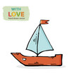 red boat isolated on a white background vector image vector image