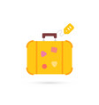 yellow cartoon travel suitcase with label vector image vector image