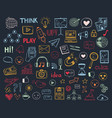 social media doodle collection blogging icons vector image vector image