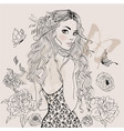 beautiful summer girl vector image vector image