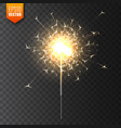 realistic christmas sparkler on transparent vector image