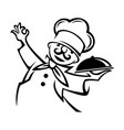 monochrome of whiskered chef vector image vector image