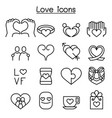 love icon set in thin line style vector image vector image