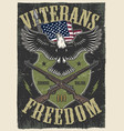 veterans freedom colorful vintage poster vector image