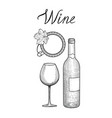 wine set glass bottle lettering cafe menu vector image