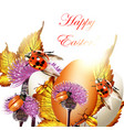 easter greeting background with eggs and ladybirds vector image vector image