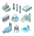 set of industrial or factory buildings isometric vector image
