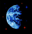 earth pixel art pixelated planet in space vector image