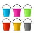 colored plastics pails vector image vector image