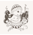 little chicken in easter egg shell vector image