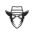male head in cowboy hat and bandana vector image vector image
