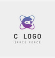 space force logo design c initial galaxy rocket vector image