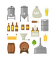 cartoon beer brewing color icons set vector image