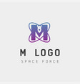 space force logo design m initial galaxy rocket vector image