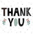 thank you cute hand drawn lettering with flowers vector image