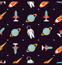 Seamless pattern with cosmic objects planets Vector Image