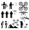 man controlling flying drone quadcopter stick vector image vector image
