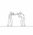 single continuous line drawing man and woman hold vector image vector image