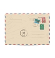 vintage postal envelope with stamps vector image vector image