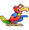 cartoon a happy pointing parrot bird vector image