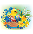 easter basket with a baby chick vector image vector image