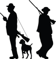 two hunters with rifles vector image vector image