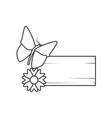wooden label with flower and butterfly vector image