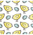 easter pattern with eggs and yellow chicken vector image vector image