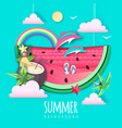 watermelon slice with sea or osean landscape vector image