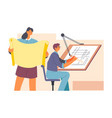 architect and engineer designer working on project vector image vector image