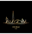 gold silhouette of dubai on black background vector image
