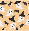halloween seamless pattern ghost and hat of witch vector image