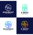 set audio sound wave logo template stock design vector image