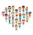 cartoon baby faces in heart shaped frame vector image vector image