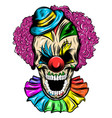 scary skull a clown in a hat vector image vector image