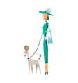 woman with dog isolated on white background vector image vector image